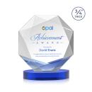 Gregory Full Color on Alberton Base Blue Polygon Crystal Trophy