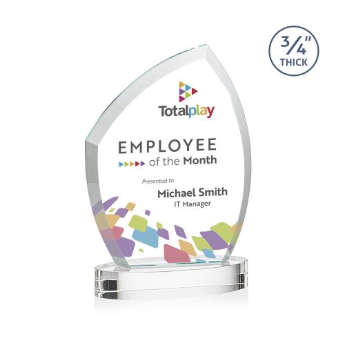 Awards and Plaques - Crystal Trophies - Wilco Full Color on Alberton Base Clear Peaks Crystal Trophy