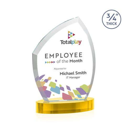 Awards and Plaques - Crystal Trophies - Wilco Full Color on Alberton Base Gold Peaks Crystal Trophy