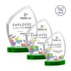 Wilco Full Color on Alberton Base Green Unique Crystal Trophy - Custom Trophies