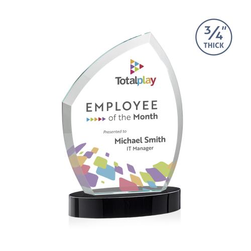 Awards and Plaques - Crystal Trophies - Wilco Full Color on Alberton Base Black Unique Crystal Trophy