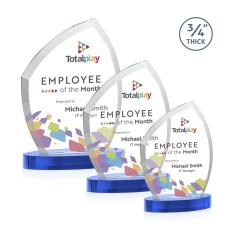 Wilco Full Color on Alberton Base Sky Blue Unique Crystal Trophy - Crystal Trophies