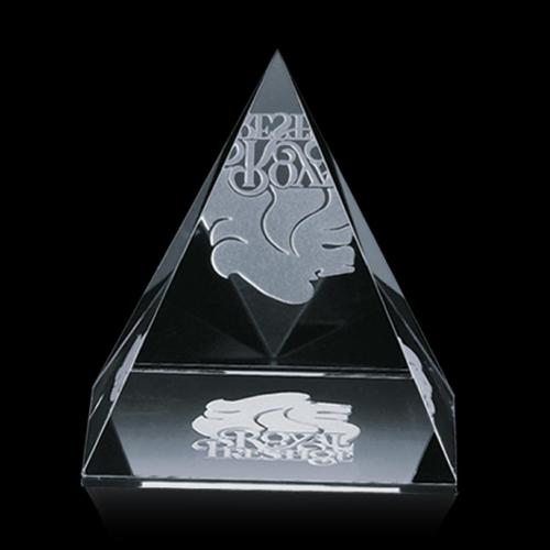 Awards and Plaques - Crystal Trophies - Optical Pyramid Crystal Trophy