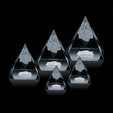 Optical Pyramid Crystal Trophy - Crystal Paperweights