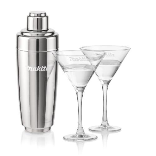 Custom Barware Glasses - Cocktail Glasses - Pescara Shaker & Barrera Martini Set