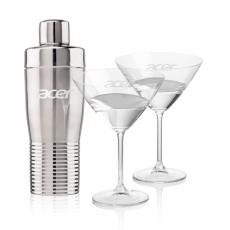 Genoa Shaker & Flynn Martini Set - Cocktail Glasses
