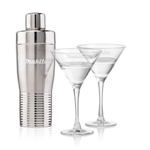 Custom Barware Glasses - Cocktail Glasses - Genoa Shaker & Barrera Martini Set