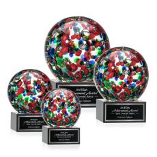 Knapp on Plated Crystal Base Black Globe Glass Trophy - Crystal Globe Awards