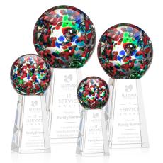 Knapp Globe on Tall Crystal Base Glass Trophy - Crystal Globe Awards