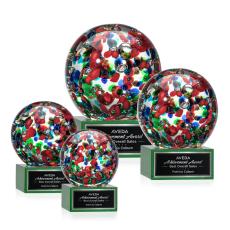 Knapp on Plated Crystal Base Green Globe Glass Trophy - Crystal Globe Awards