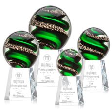 Boykin Globe on Medium Crystal Base Glass Trophy - Art Glass Trophies