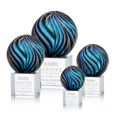 McCray Globe on Square Crystal Base Glass Trophy - Glass Trophies