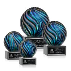 McCray on Plated Crystal Base Black Globe Glass Trophy - Glass Trophies