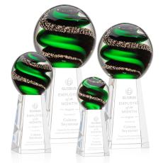 Boykin Globe on Tall Crystal Base Glass Trophy - Glass Trophies