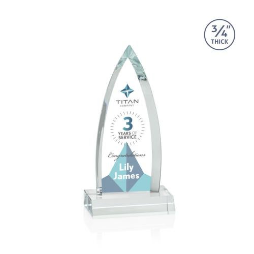 Awards and Plaques - Crystal Trophies - Valdes Full Color Starfire Peaks Crystal Trophy