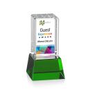 Small Full Color on Base Green Towers Crystal Trophy