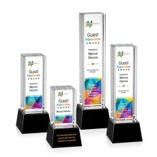 Small Full Color on Base Black Towers Crystal Trophy - Custom Trophies