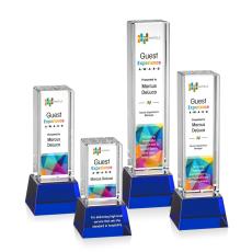 Small Full Color on Base Blue Towers Crystal Trophy - Custom Trophies