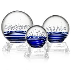 Darby on Cahill Base Clear Globe Glass Trophy - Glass Trophies