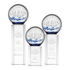 Rudolph on Yoder Base Clear Globe Glass Trophy - Art Glass Trophies