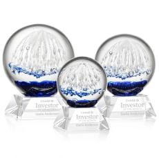 Rudolph on Cahill Base Clear Globe Glass Trophy - Glass Trophies