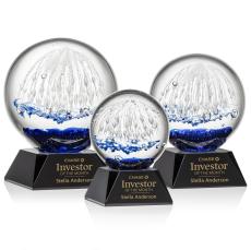 Rudolph on Cahill Base Black Globe Glass Trophy - Glass Trophies