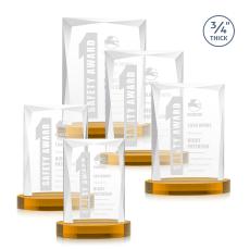 Cassidy on Alberton Base Amber Rectangle Crystal Trophy - Crystal Trophies