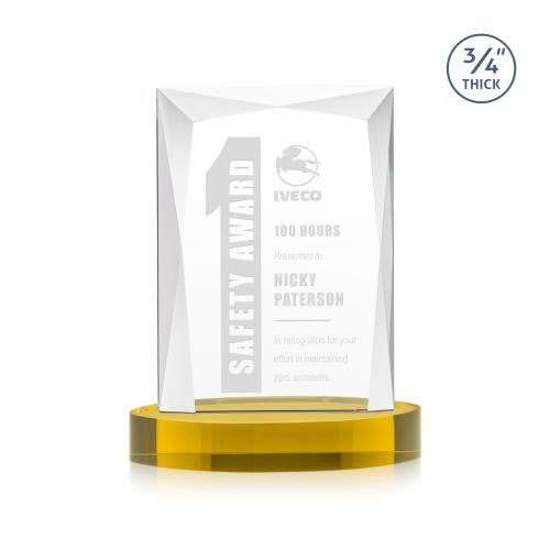Awards and Plaques - Crystal Trophies - Cassidy on Alberton Base Gold Rectangle Crystal Trophy
