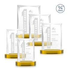 Cassidy on Alberton Base Gold Rectangle Crystal Trophy - Crystal Trophies