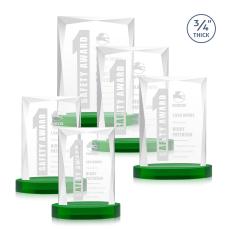 Cassidy on Alberton Base Green Rectangle Crystal Trophy - Crystal Trophies