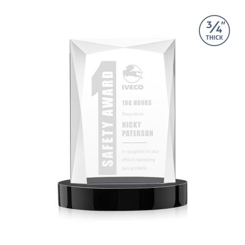 Awards and Plaques - Crystal Trophies - Cassidy on Alberton Base Black Rectangle Crystal Trophy