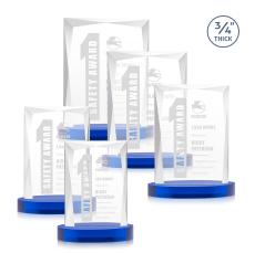 Cassidy on Alberton Base Blue Rectangle Crystal Trophy - Crystal Trophies