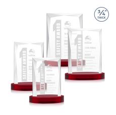 Cassidy on Alberton Base Red Rectangle Crystal Trophy - Crystal Trophies