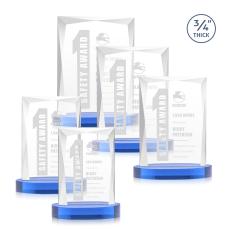 Cassidy on Alberton Base Sky Blue Rectangle Crystal Trophy - Crystal Trophies