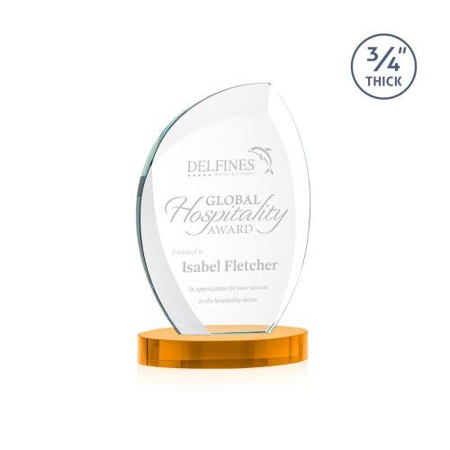 Awards and Plaques - Crystal Trophies - Oakes on Alberton Base Amber Peaks Crystal Trophy