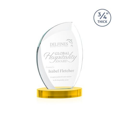 Awards and Plaques - Crystal Trophies - Oakes on Alberton Base Gold Peaks Crystal Trophy