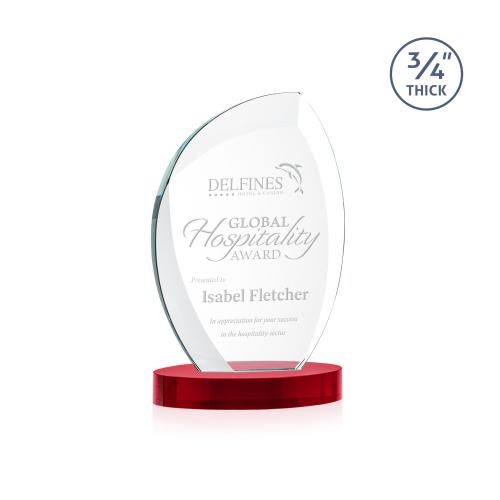 Awards and Plaques - Crystal Trophies - Oakes on Alberton Base Red Peaks Crystal Trophy