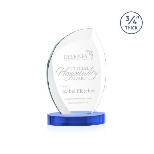 Awards and Plaques - Crystal Trophies - Oakes on Alberton Base Sky Blue Peaks Crystal Trophy