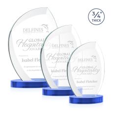 Oakes on Alberton Base Sky Blue Flame Crystal Trophy - Crystal Trophies