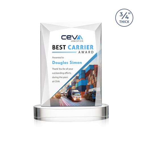 Awards and Plaques - Crystal Trophies - Cassidy Full Color on Alberton Base Starfire Rectangle Crystal Trophy