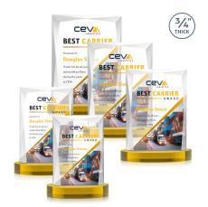 Cassidy Full Color on Alberton Base Gold Rectangle Crystal Trophy - Custom Trophies