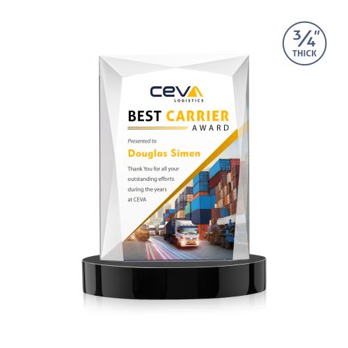 Awards and Plaques - Crystal Trophies - Cassidy Full Color on Alberton Base Black Rectangle Crystal Trophy