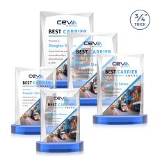 Cassidy Full Color on Alberton Base Sky Blue Rectangle Crystal Trophy - Crystal Trophies