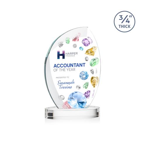 Awards and Plaques - Crystal Trophies - Oakes Full Color on Alberton Base Clear Peaks Crystal Trophy