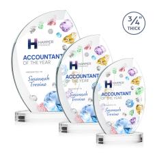 Oakes Full Color on Alberton Base Clear Flame Crystal Trophy - Custom Trophies