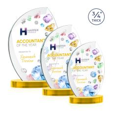 Oakes Full Color on Alberton Base Gold Peaks Crystal Trophy - Crystal Trophies