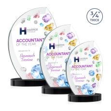 Oakes Full Color on Alberton Base Black Peaks Crystal Trophy - Crystal Trophies