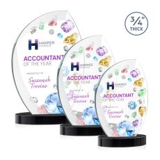 Oakes Full Color on Alberton Base Black Flame Crystal Trophy - Custom Trophies