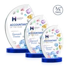 Oakes Full Color on Alberton Base Blue Flame Crystal Trophy - Custom Trophies