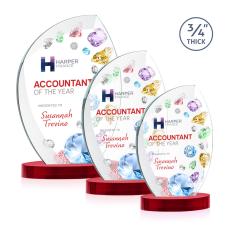 Oakes Full Color on Alberton Base Red Flame Crystal Trophy - Custom Trophies